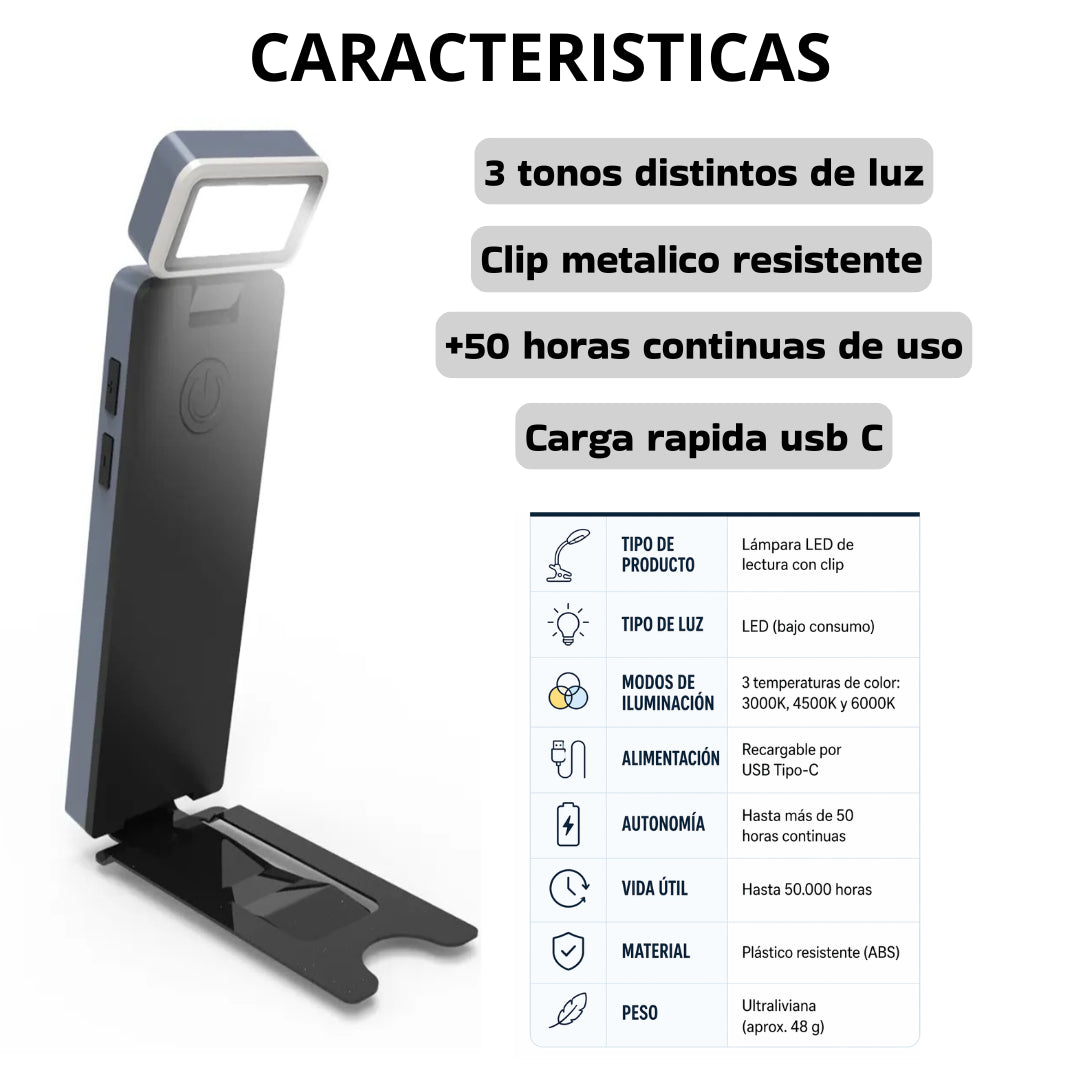 Luz Led Recargable para leer